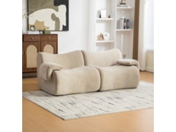Sofá Modular De 2 Lugares Em Tecido Chenille E Espuma 30d Caqui Claro