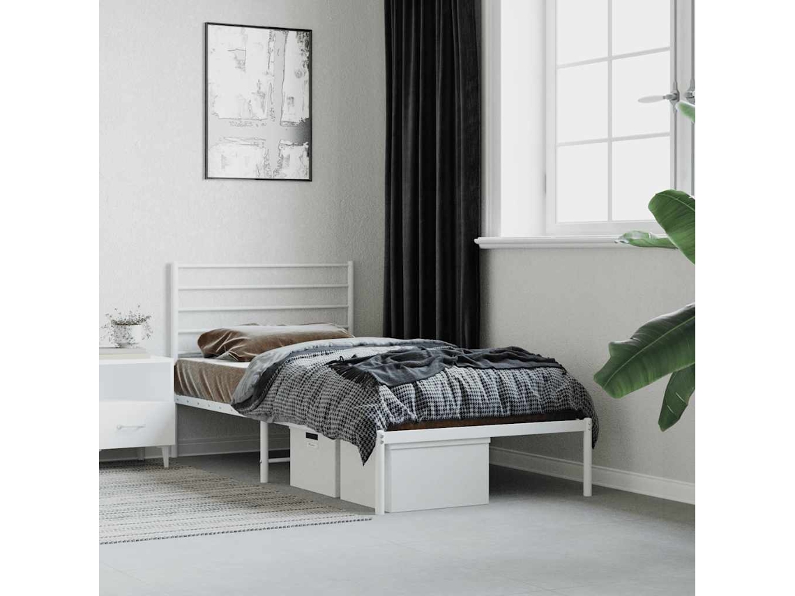 Vidaxl Estrutura De Cama Sem Colchão Com Cabeceira 75x190 Cm Branco