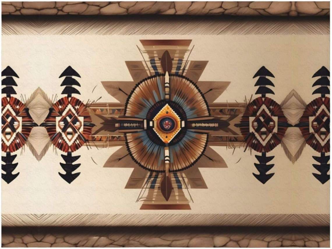 Manta de Flanela Ultramacia Phayah com Estampa Pintura Indígena Americana Ideal para Sofá Cama Sala Estar Escr