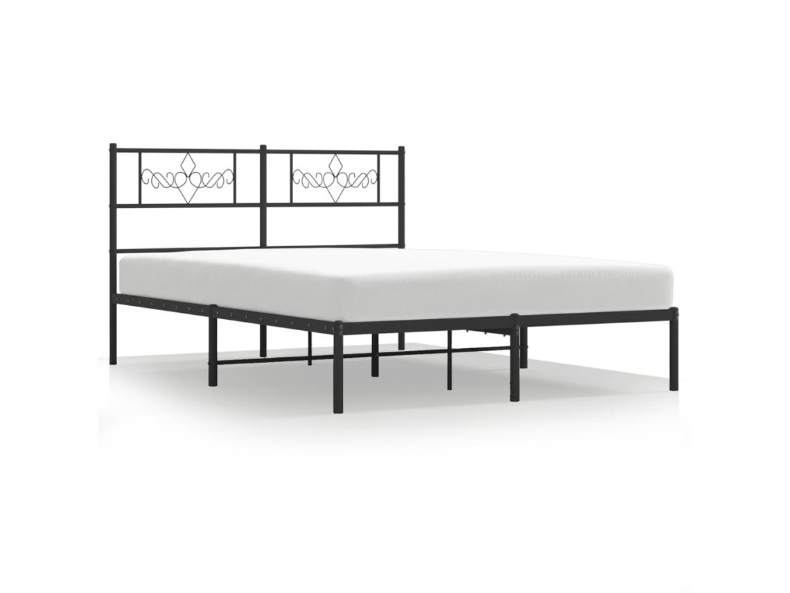Estrutura de Cama com Cabeceira Metal Preto MAISON EXCLUSIVE 120x190 cm