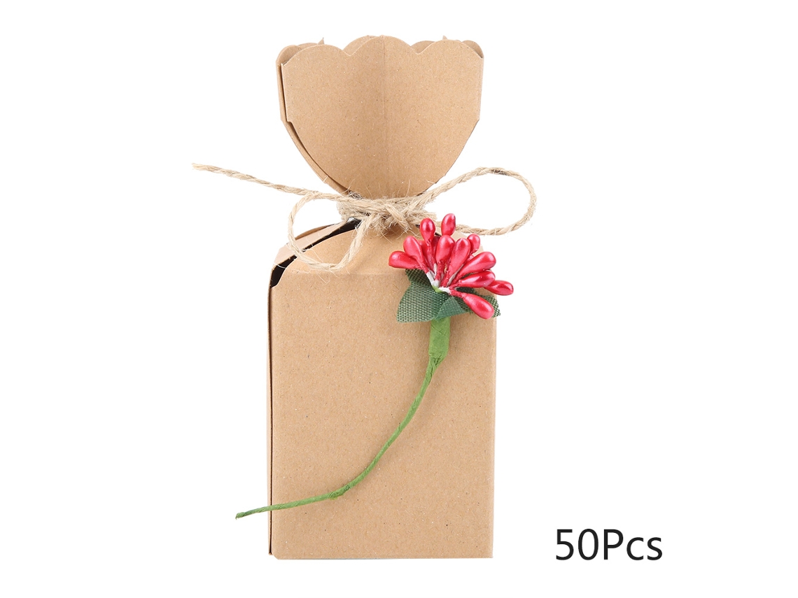 Caixas de Doces Papel Retrô Diy Festas 50 Unidades