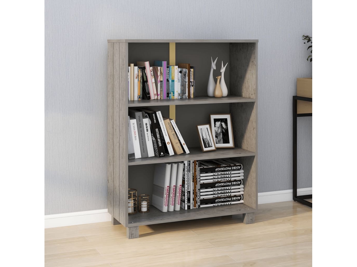 Vidaxl Estante Hamar 85x35x112 Cm Pinho Maciço Cinza-claro