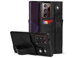 Capa De Tpu Couro Pu Com Compartimento Para Cartão E Suporte Para Pulseira Para Samsung Galaxy Note20 Ultra Crazy Horse Texture À Prova De Choque