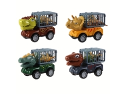 Conjunto De 4 Peças: Caminhão De Dinossauro De Brinquedo Infantil, Com Carrinho De Brinquedo Movido A Fricção E Conjunto De Carrinho De Dinossauro.