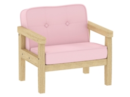Poltrona Infantil Veludo Cotelê, Madeira, 3-8 anos, Rosa S/MARCA