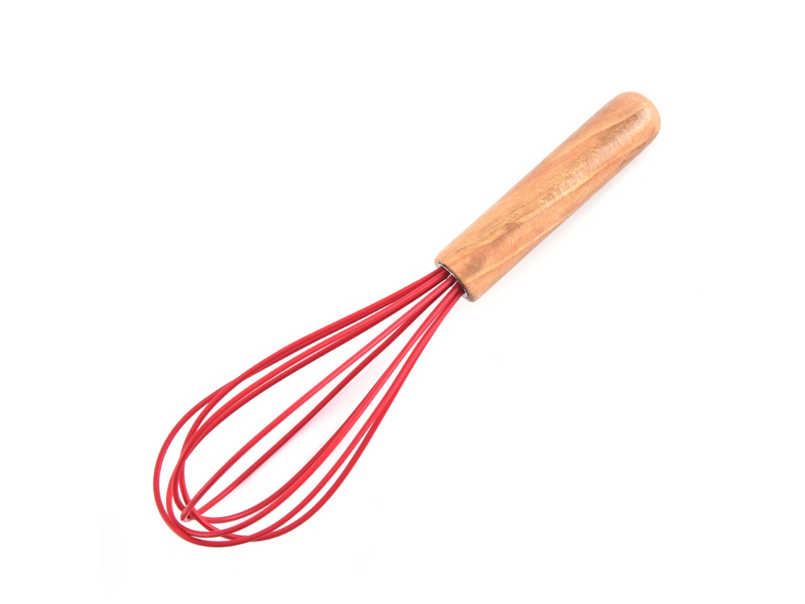 Batedor Em Silicone Com Cabo De Madeira