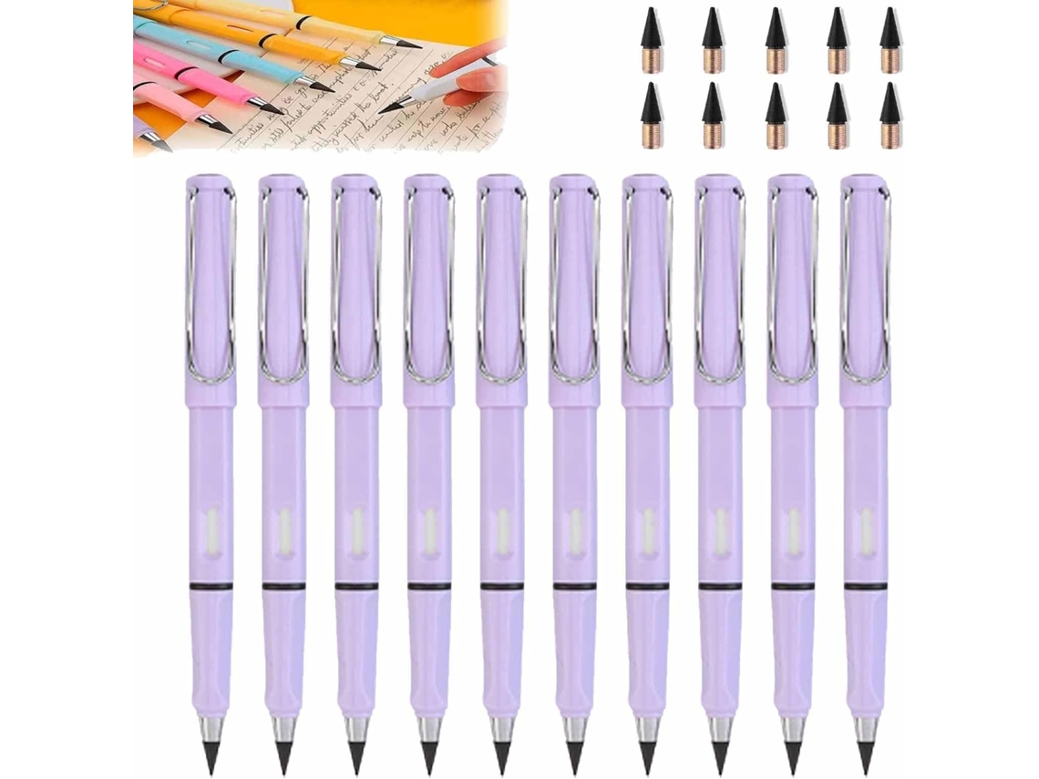 10 Sets Black Technology Peil, Inkless Eternal With Eraser, Black