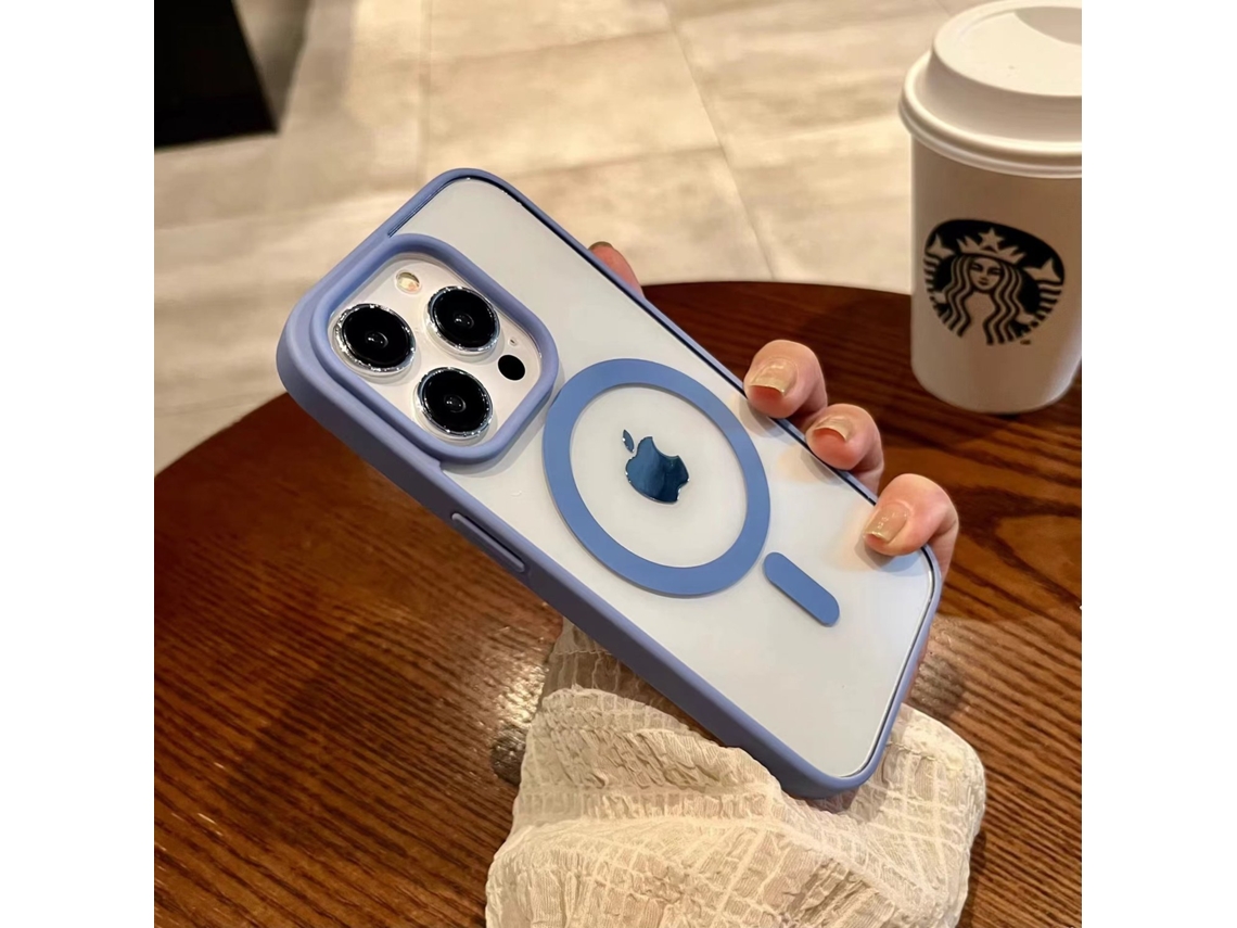 Capa Transparente Para Iphone 17 Azul Peak Com Proteção Magnética Contra Quedas E Toque Suave.