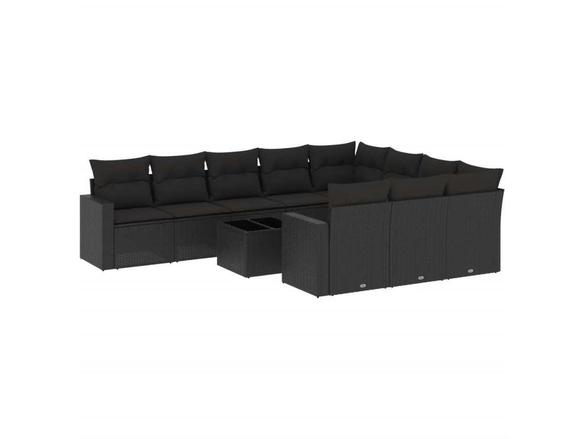 Maison Exclusive - 11 Pcs Conjunto Sofás De Jardim C/ Almofadões Vime Pe Preto