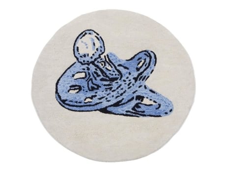 Tapete de algodão com desenho Tototte em azul bebê, diâmetro 70 cm, Thedecofactory