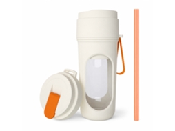 Liquidificadora Portátil Recarregável Laranja, Copo Misturador Com 12 Lâminas, Bateria 1500 Mah, Usb-c