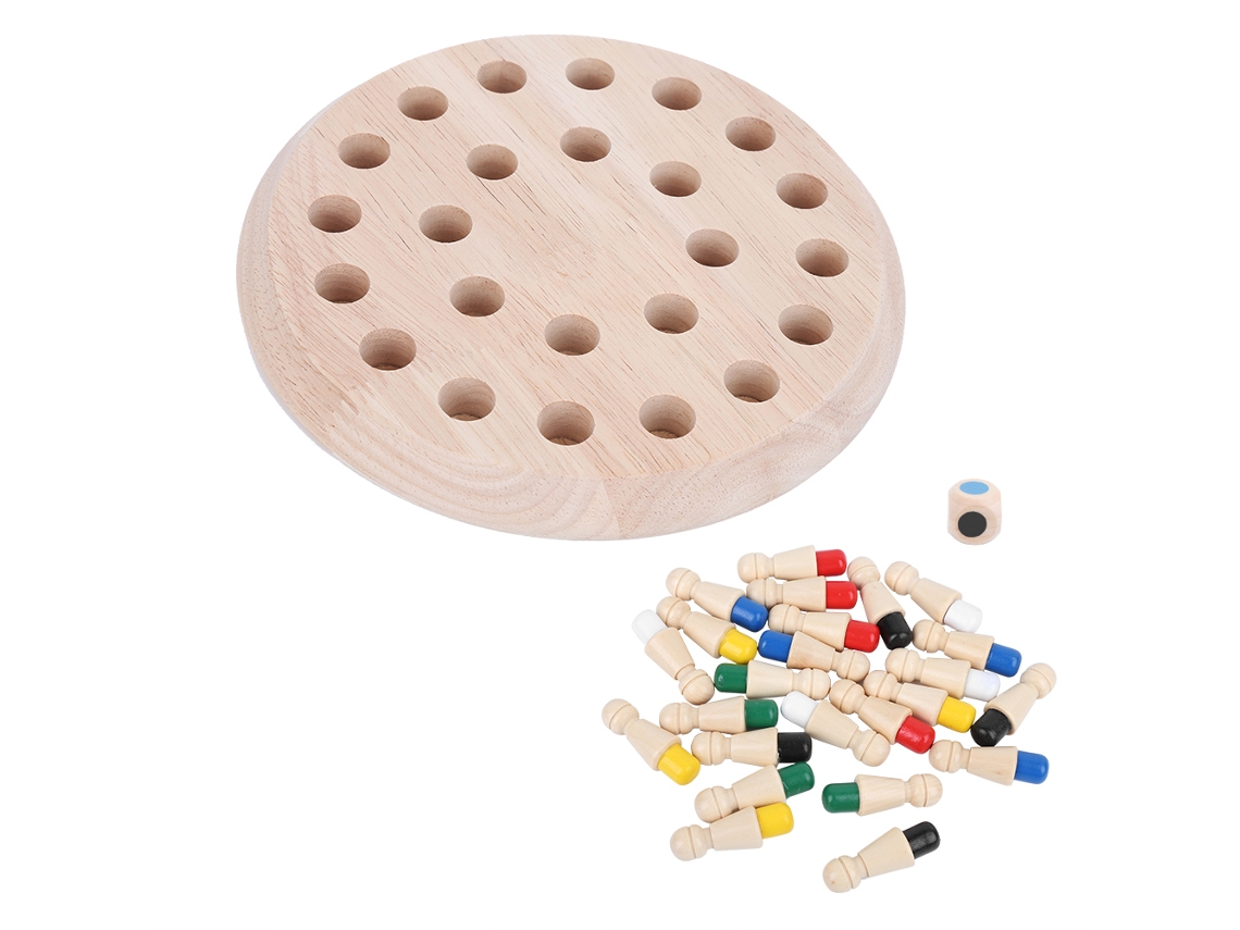 Jogo da Memória com Palitos de Xadrez de Madeira Ats - Brinquedo Educativo Colorido para Interação entre Pais e Filhos - Ideal para Bebês