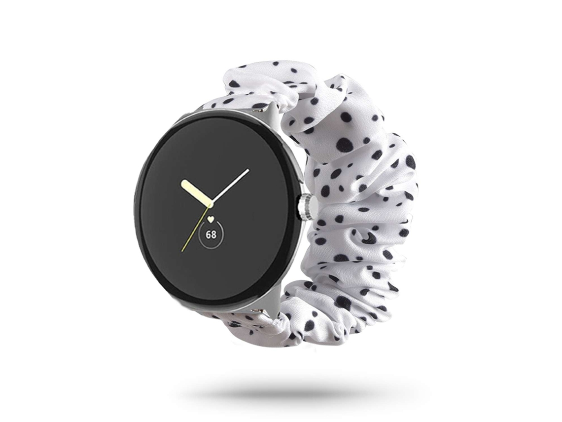 Bracelete Google Pixel Watch Pulseira Scrunchie Preto e Branco