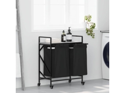Vidaxl Cesto De Roupa Suja Com 2 Compartimentos E Rodas, Cinza, Modelo Sonoma