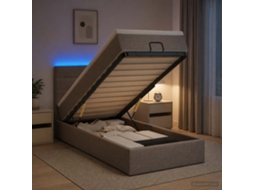 Vidaxl Cama Ottoman Com Colchão E Led Cinzento-acastanhado 80 X 200 Cm