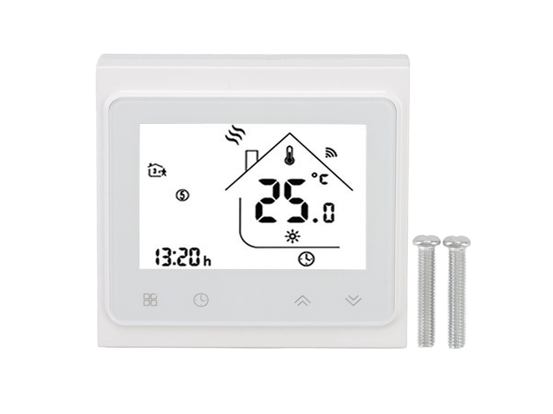 Termostato inteligente WiFi programável com controle por app, voz e tela LCD branco 95-240V S/MARCA