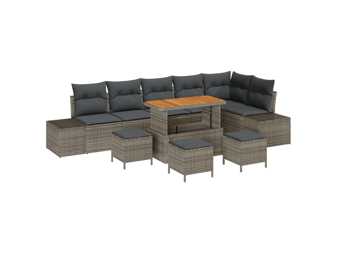 Conjunto 10 Móveis De Jardim Vidaxl Cinzento Vime Pe (319 X 154 X 85 Cm)