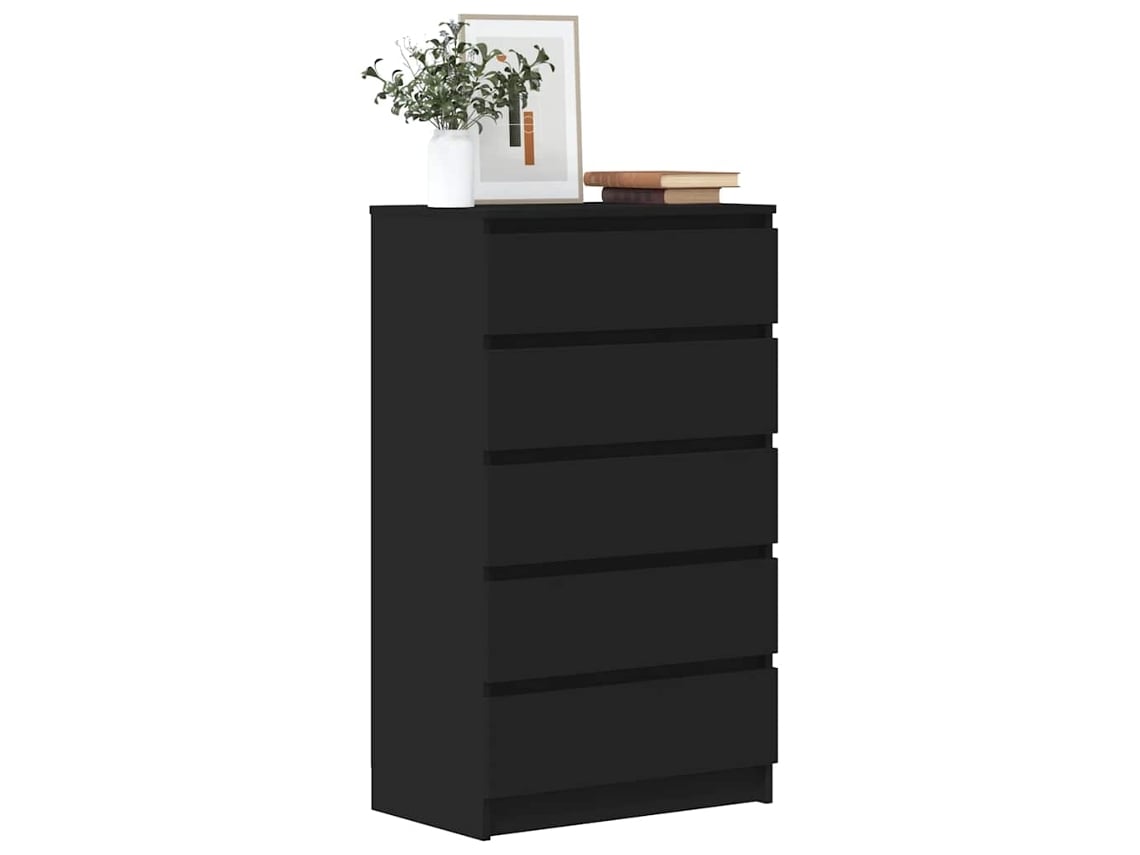 Cajonera de madera negra 60x36x103 cm