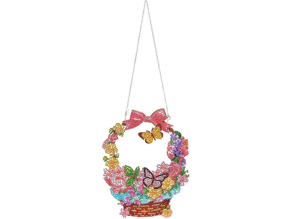 Kit Decoração 5d Suspenso Em Forma De Papillon E Panier De Fleurs 19 X 23 Cm