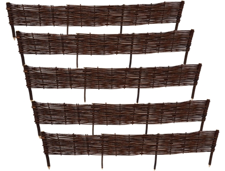 Conjunto De 5 Orlas De Jardim - 100 Cm X 20 Cm - Natural - Feito À Mão - Para Canteiros, Hortas, Canteiros - Vedações De Jardim