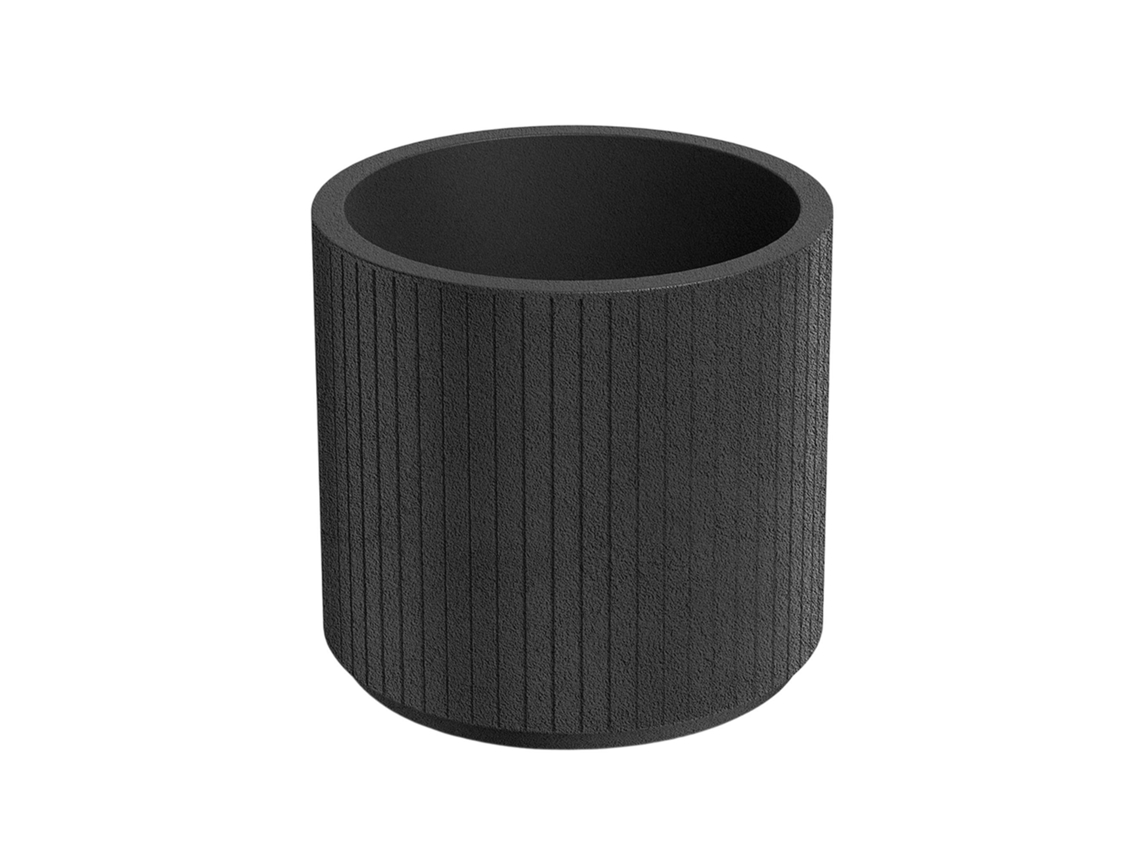 Vaso De Flores Redondo Rotomoldado Well Home Coro, Carvão Ø40x36