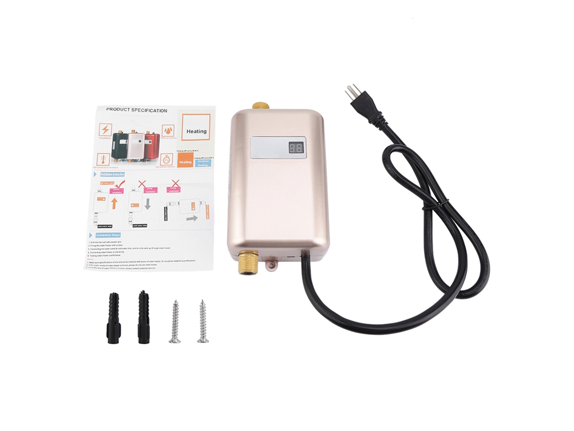 Chaleira Elétrica Sem Tanque 3000w Mini para Cozinha Ajuste de Temperatura Lcd Dourado