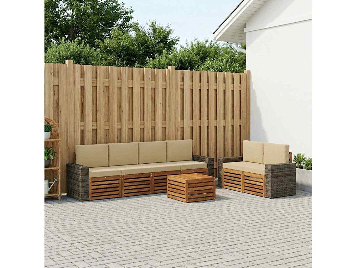 Vidaxl Conjunto De Sofás Para Exterior 7 Unid. Natural E Bege