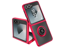 Capa Samsung Galaxy Z Flip 6 com Anel de Metal Bi-Material Vermelho AVIZAR
