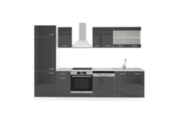 Cozinha R-Line, 300 cm, Mármore PT, Antracite brilhante/branco, Vicco