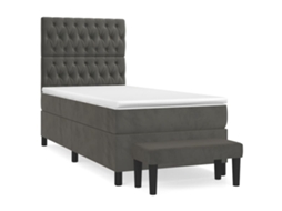 Cama com Molas/colchão 80x200 Cm Veludo Cinza escuro MAISON EXCLUSIVE