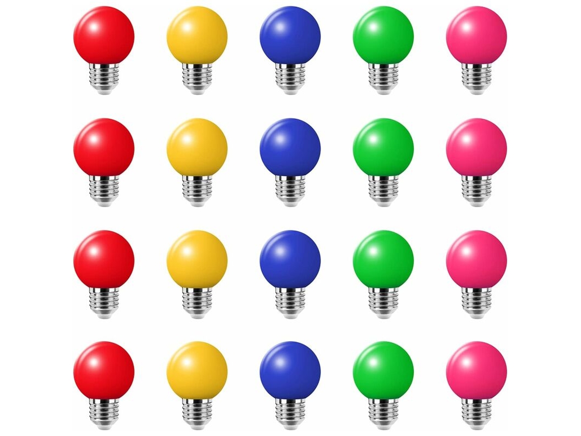 20 Lâmpadas Coloridas de 3w com Soquete E27, Lâmpadas Led de Cor Única, 100 Lúmens, Luzes de Natal, 220v BRILVIBERA