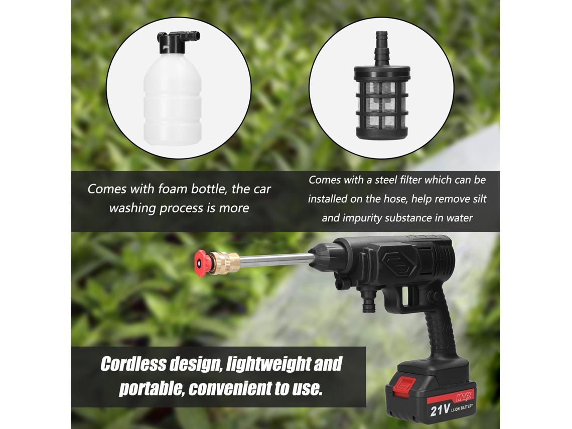 Cordless High Pressure Car Washer With Foam Bottle Portable
