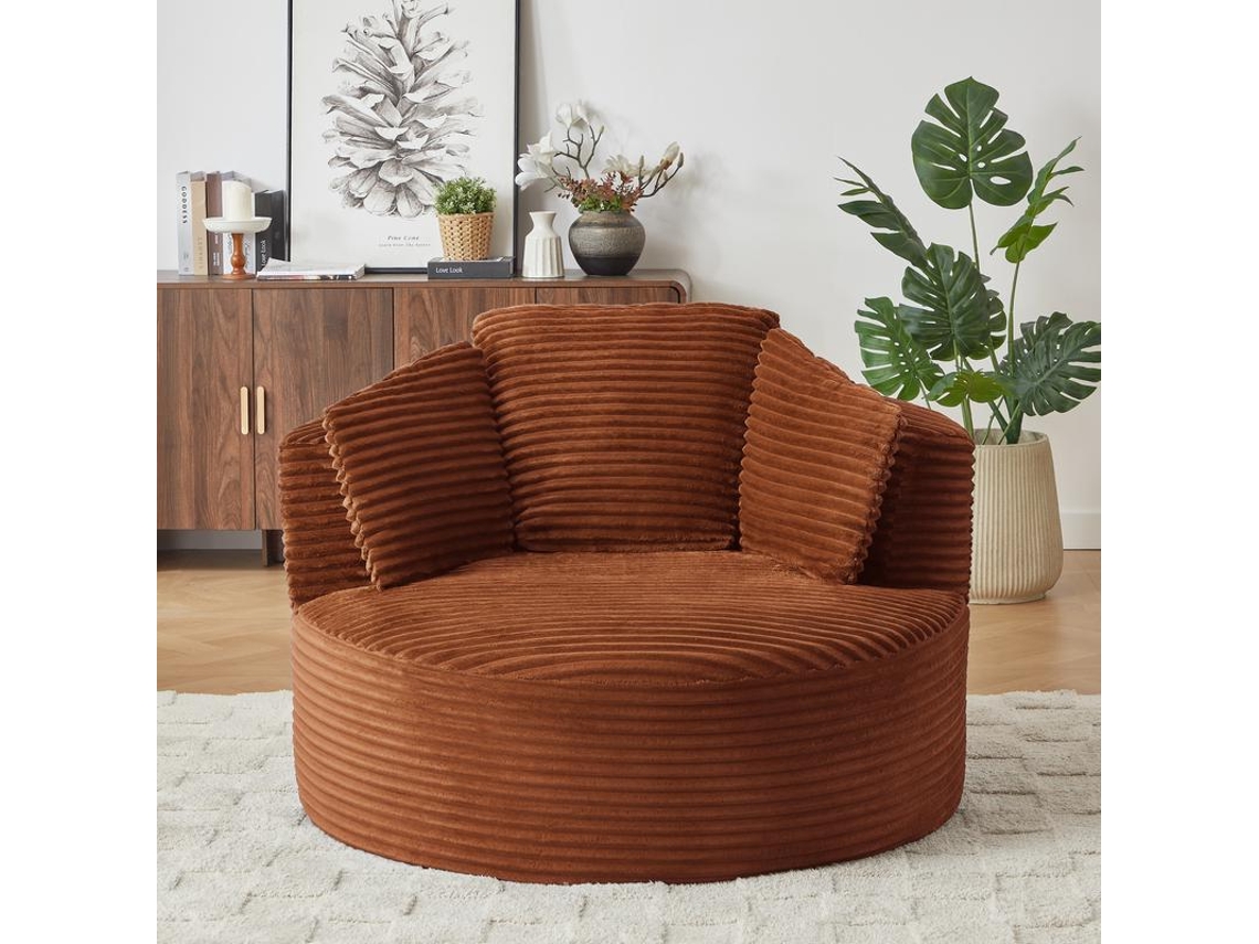 Sofá De Canto Modular Em Chenille De 3 Lugares Com Chaise Longue E Pufe, Confortável Para Espaços Pequenos