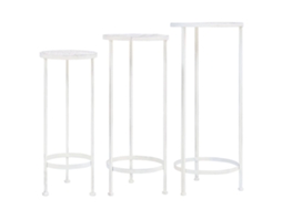 Suporte Para Plantas 3 Pcs Estilo Vintage Metal Antigo Branco