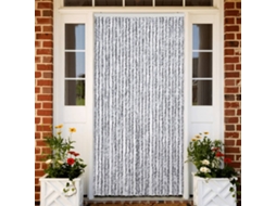 Vidaxl Cortina Anti-insetos 118x220 Cm Chenille Branco E Cinzento