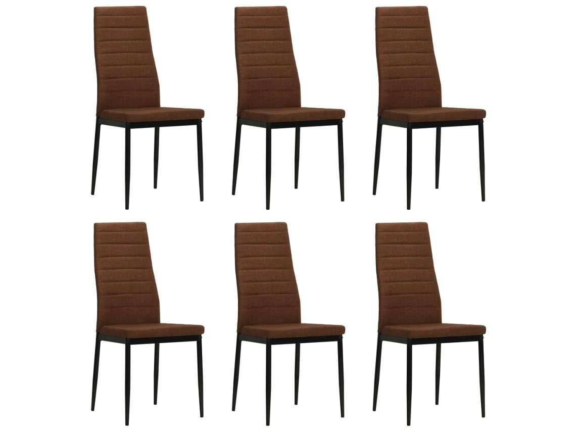 Vidaxl Cadeiras De Jantar 6 Pcs Tecido Castanho
