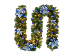Laxiscreed Guirlanda De Natal Azul Com Luzes Led E Decorações, 2,7 Metros