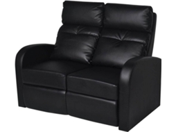 vidaXL Poltrona reclinável com 2 lugares couro artificial preto