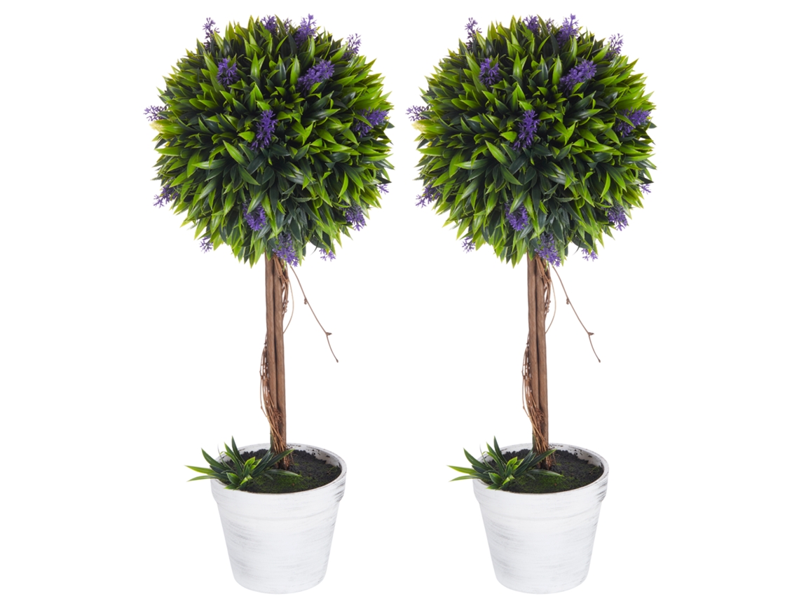 Conjunto De 2 Plantas Artificiais Branco E Verde