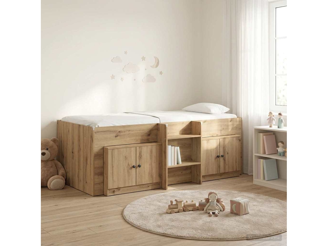 Vidaxl Cama Loft Com Armário Com Porta 3 Unid. Carvalho Arttisan