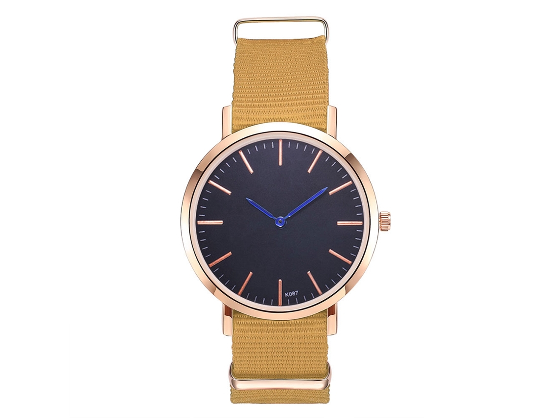 Relógio de quartzo Zhoulianfa 2018 para homens e mulheres com pulseira de nylon amarela K087-me4