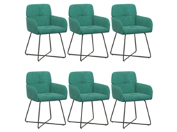 Conjunto 6 Cadeiras De Jantar Vidaxl Azul-turquesa Veludo (59 X 56,5 X 86 Cm)