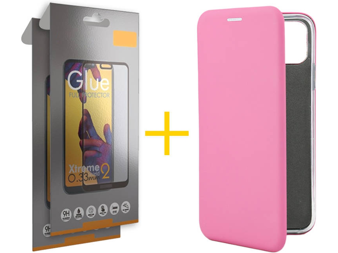 Capa e Película Apple iPhone 11 Pro SKYHE Flip Cover 0853 Rosa