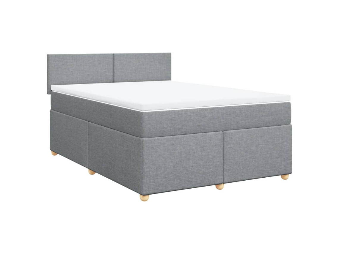 Cama com Molas e Colchão Tecido Cinzento Claro MAISON EXCLUSIVE (140x190 cm)