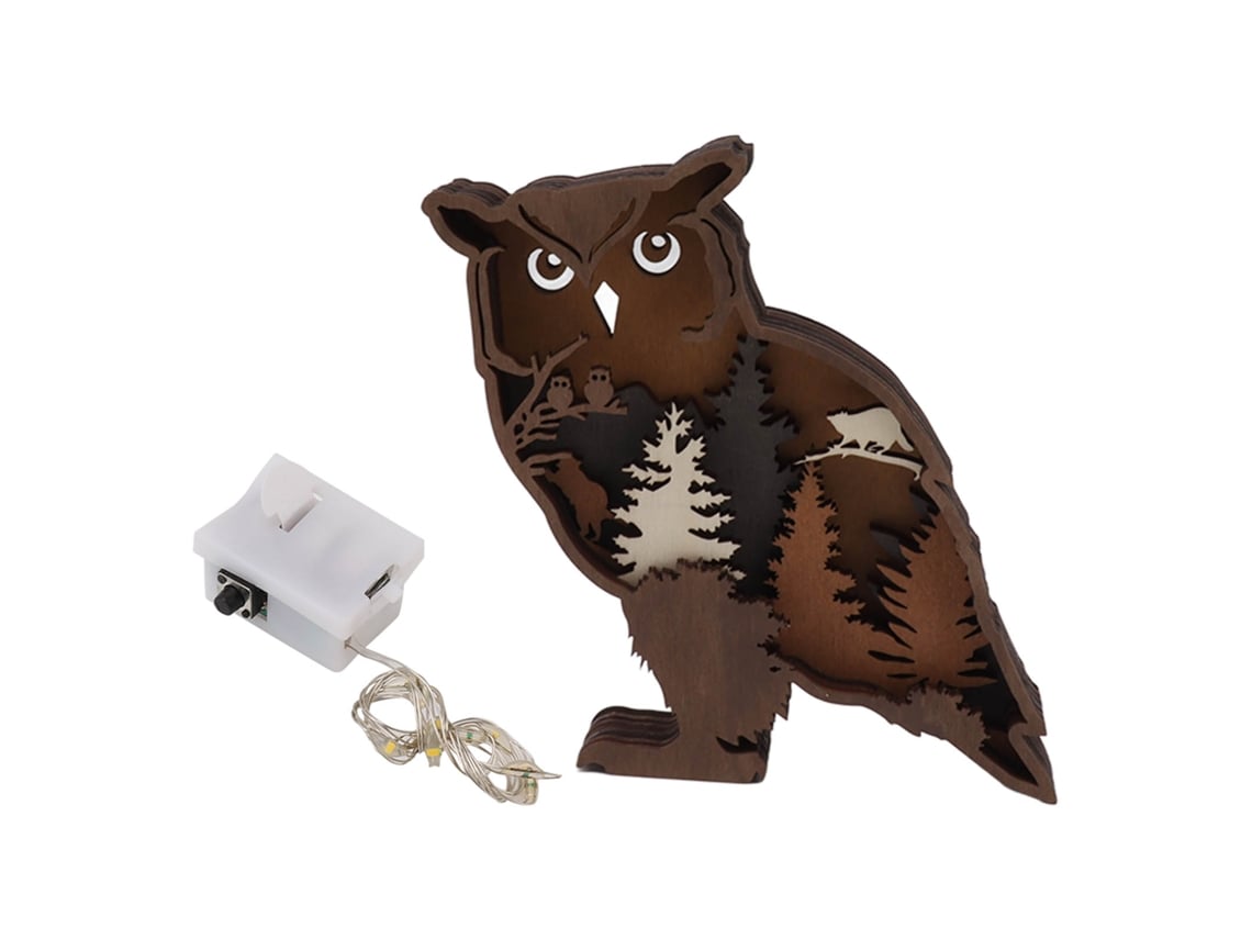 Lâmpada De Carving 3d Em Madeira Decorativa Com Led