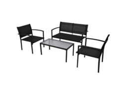 4 Pcs Conjunto Lounge Para Jardim Textilene Preto Dkd Home Decor