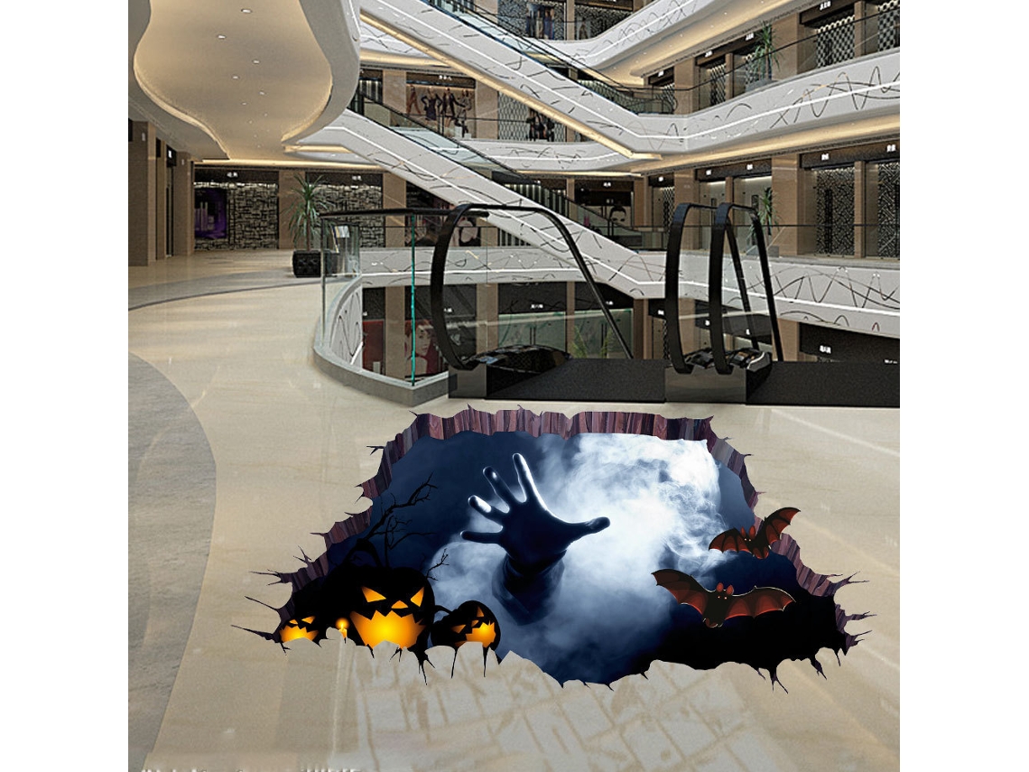 Adesivo De Parede De Terror Com Visualização 3d, Mural De Chão À Prova Dágua E Removível, Decoração Para Casa 4560 Cm Slowmoose (mãos Fantasmas)