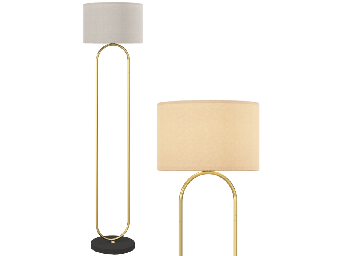 Abajur de Piso com Soquete de Linho E27 Interruptor de Pé Moderno para Sala e Quarto 156 Cm Dourado e Preto Ge