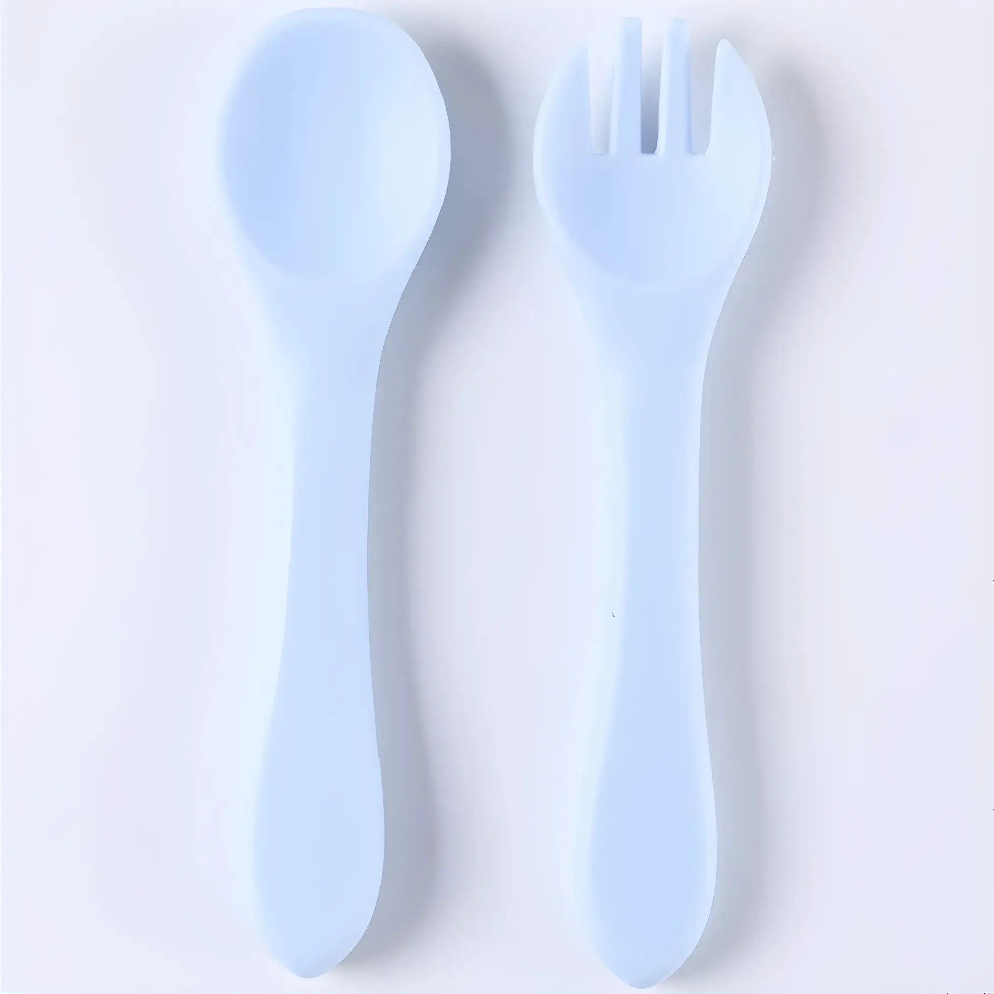 Colher de Silicone Azul celeste para Bebês e Crianças, Adequada para Crianças de 0 a 12 Anos. MDUG