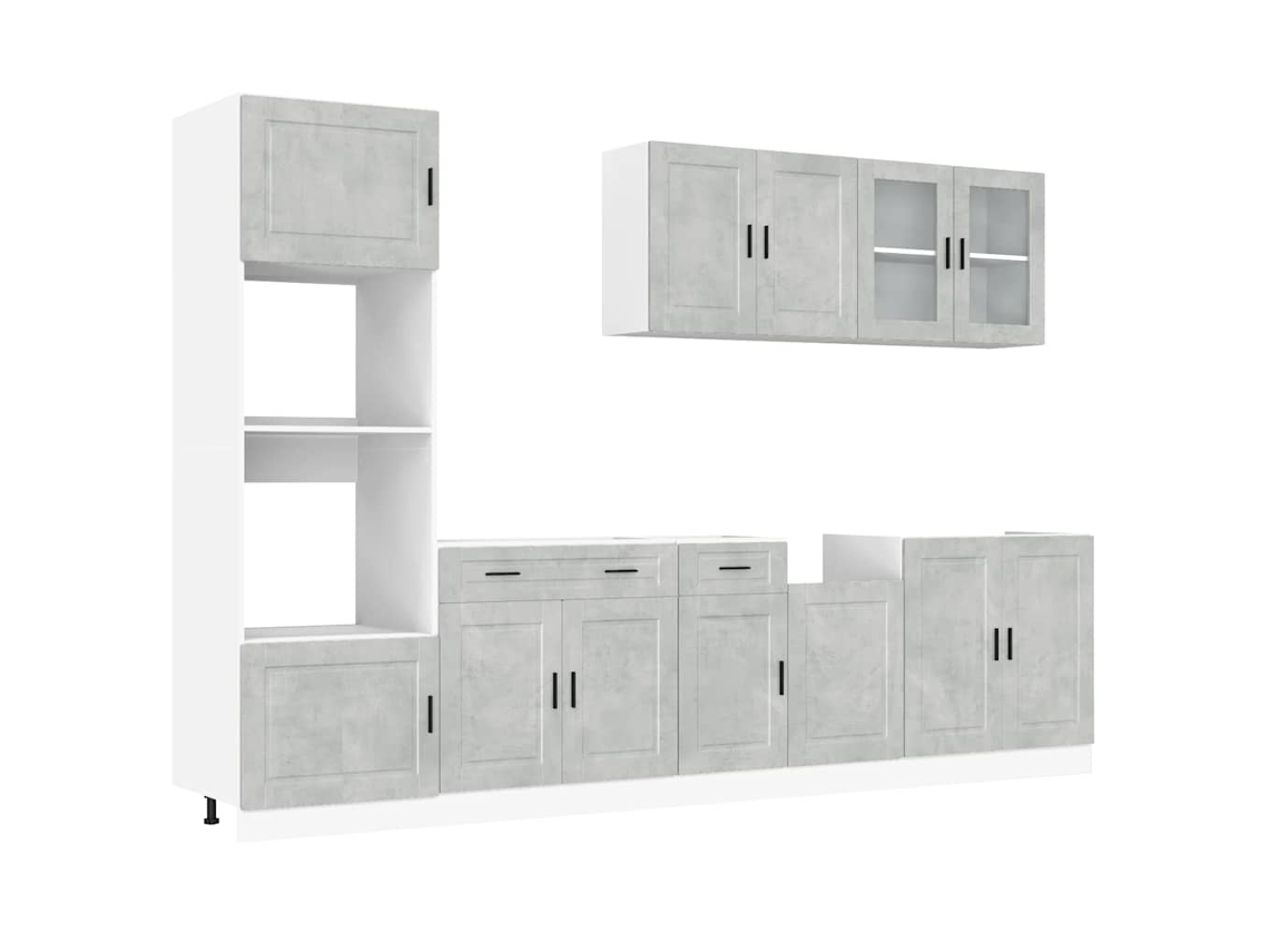 Conjunto 7 Armário de Cozinha Conjunto Kalmar VIDAXL Cinzento Cimento